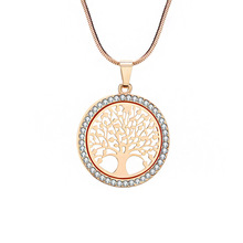 Mode Charme Boom van Het Leven Crystal Ronde Hanger Ketting Goud Zilver Kleur Bijoux Collier Elegante Vrouwen Sieraden