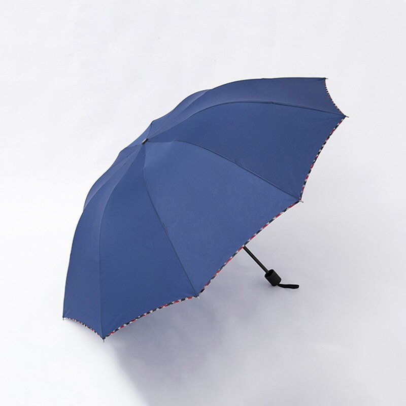 125CM Big Top Umbrella Men Rain Woman Windproof Large Umbrellas Male Women Sun 3 Folding Big Umbrella Outdoor Parapluie: Navy Blue