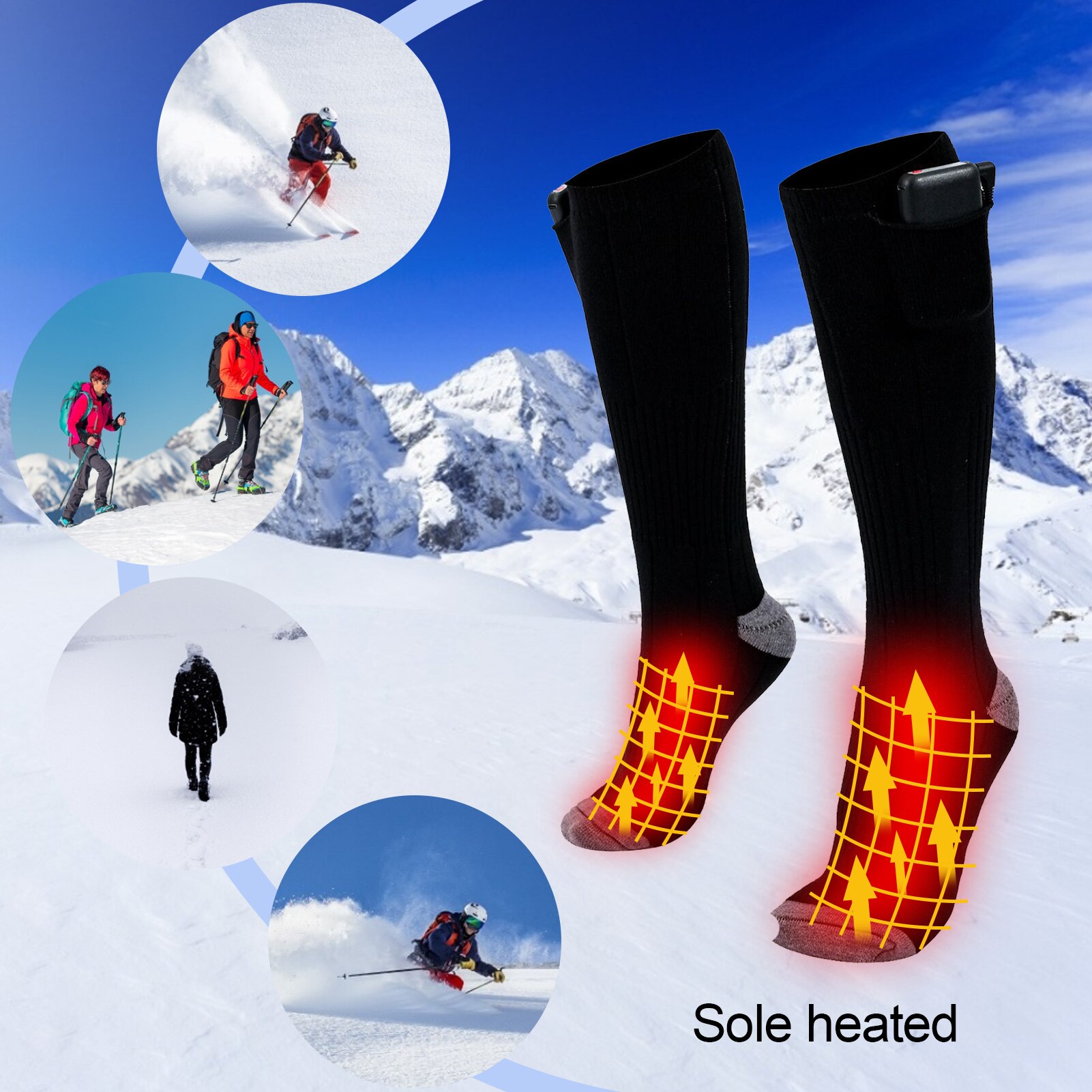 Winter Beheizt Sport socken unisex Radfahren Lange Rohr Elektrische Heizung Socken Verdickt draussen Aktivitäzehn Halten Warme Socken