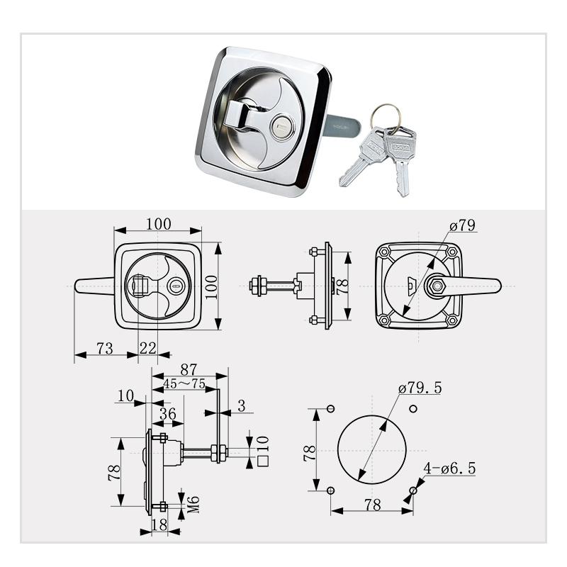 Caravan accessories RV Yacht Door Lock Accessories Toolbox / T-toolbox Lock Panel Door Locks Zinc alloy lock: Default Title