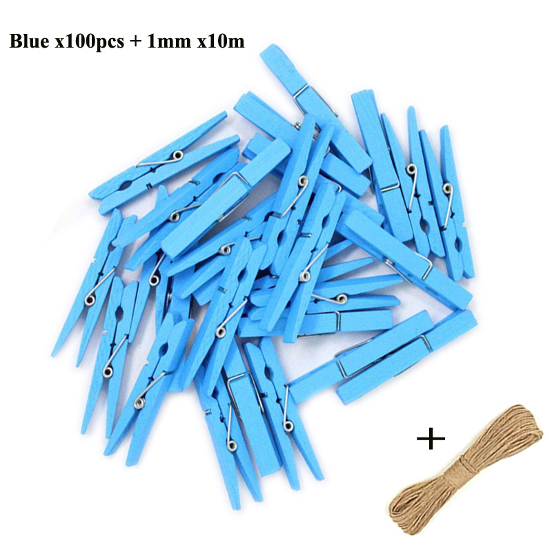 50/100 mini klesklyper i tre , , 1- cm små treklyper, hamptau til fotovegger og gjør-det-selv-håndverk.: Rosa