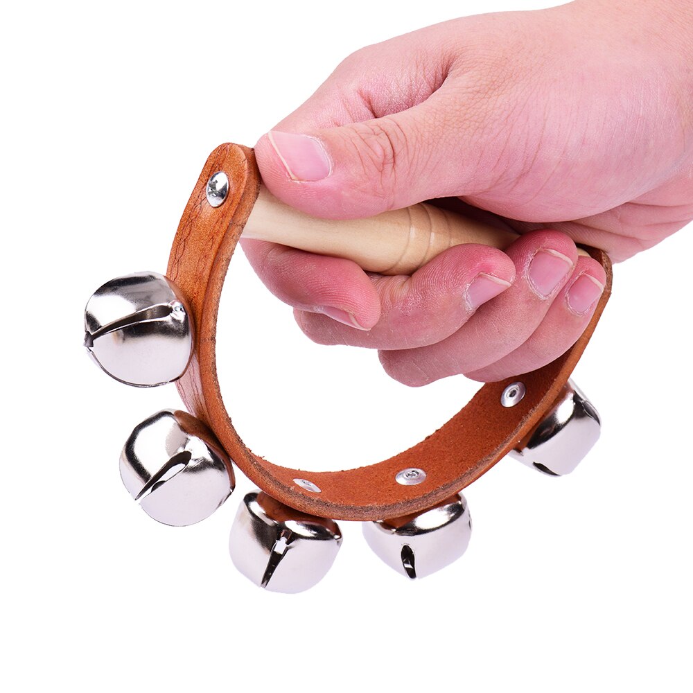 Campanilla de mano con 7 Uds. De cascabel de madera, instrumento Musical de juguete para clase de música, instrumentos de percusión