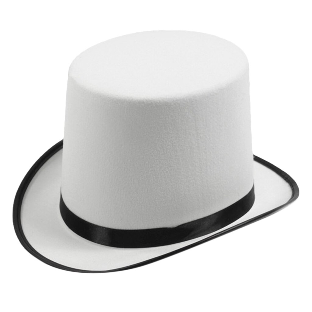 White Magician Top Hat Party Caps Men Womens Fancy Dress Costume Accessory