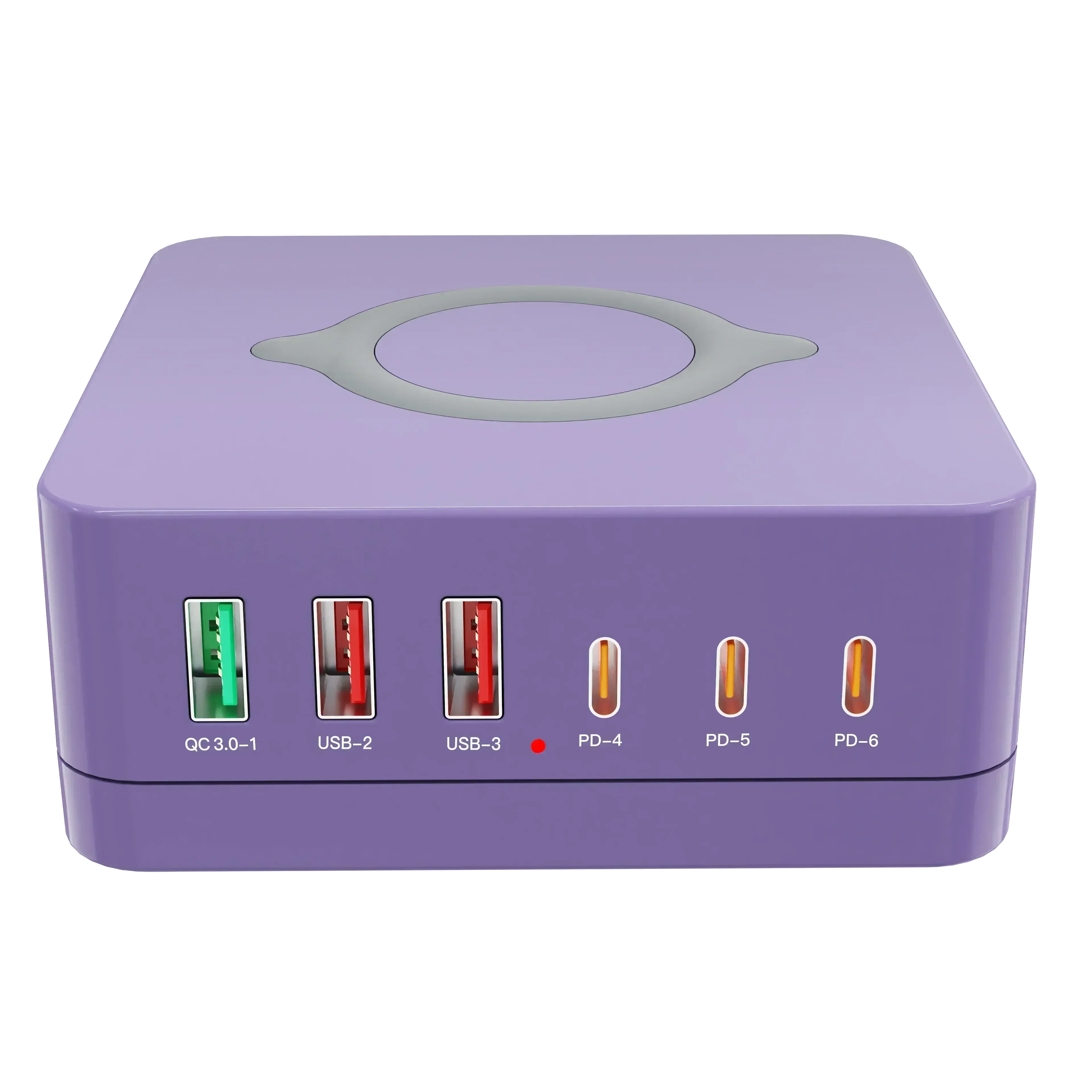 140w gan lader multiport trådløs stasjonær lader usb type  c 100w pps  pd 65w qc hurtigladestasjon for bærbar pc nettbrett telefon: Rød / Br