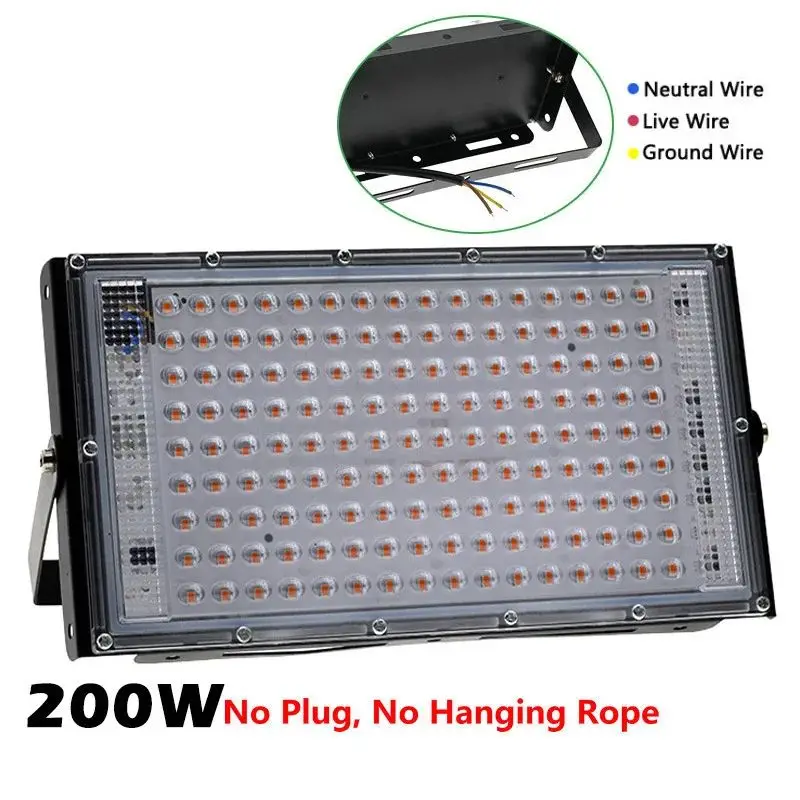 Lámpara de planta de espectro completo, luz Led para cultivo de interiores, 50W, 100W, 200W, 300W, luz Led para cultivo hidropónico, fitoamplificador de flores vegetales: green