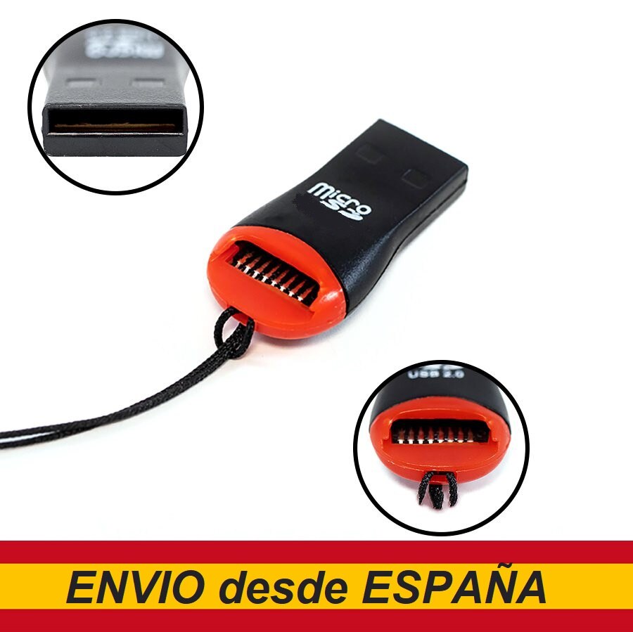Adaptador de Lector de Tarjetas micro SD a USB, microSD a USB. Soporta tarjetas de hasta 128 Gb, desde España