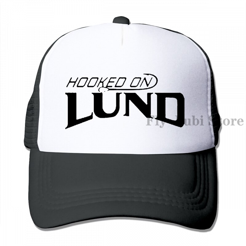 Hooked On Lund Fishing Die Cut Baseball cap men women Trucker Hats adjustable cap: 3-Black