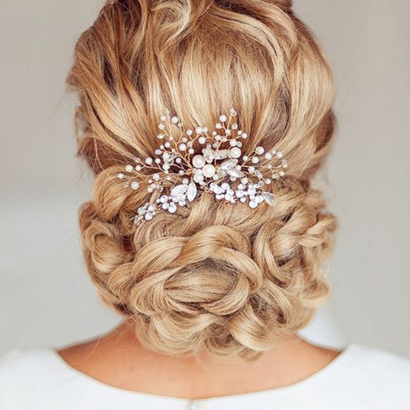 1 pc Perle Frauen Haar Kämme Hochzeit Haar Zubehör Haar Pin Strass Tiara Braut Clips Kristall Krone Braut Haar Schmuck