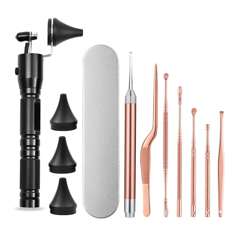 Ear Endoscope Otoscope LED Light Ear Pick Ear Wax Removal Earpick Nose Clean Tweezers Forceps Picks Wax Remover for Baby Adults
