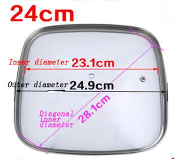 16-32cm køkkengrej forstærket firkantet glaslåg hærdet woklåg pyrex glas rundt kogepande låg med knop premium pande låg: 24cm