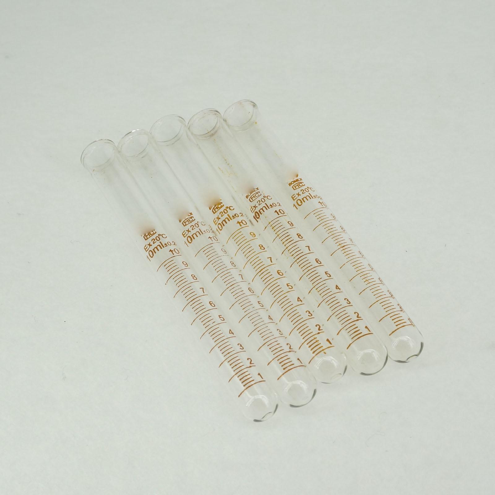 viel (5) 10ml Labor Glas Reagenzglas Runde Unterseite mit Skala Linie Wissenschaft Chemie