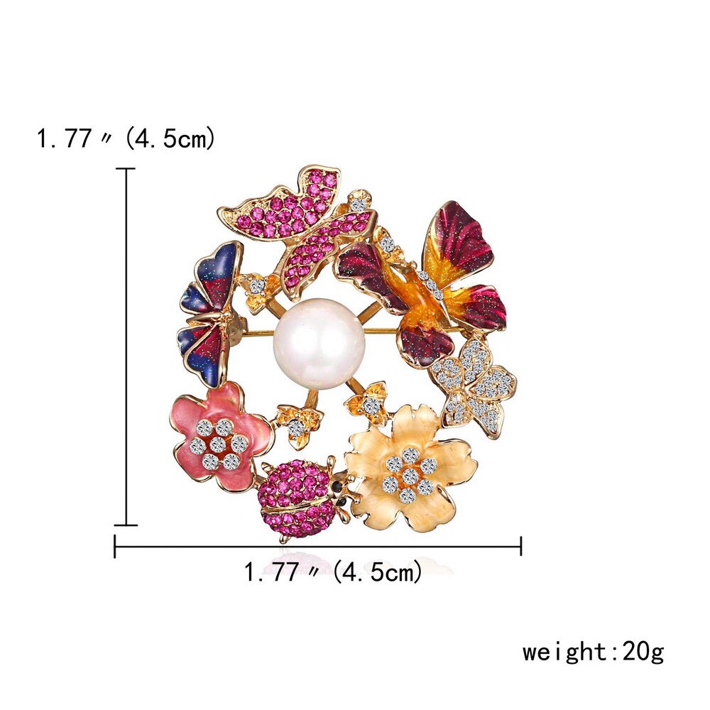 Broche de cristal austríaco para mujer, Broches de flores, joyería a la para boda, invitación, Bijoux, cactus, guisante, macetas para coser mac: butterfly