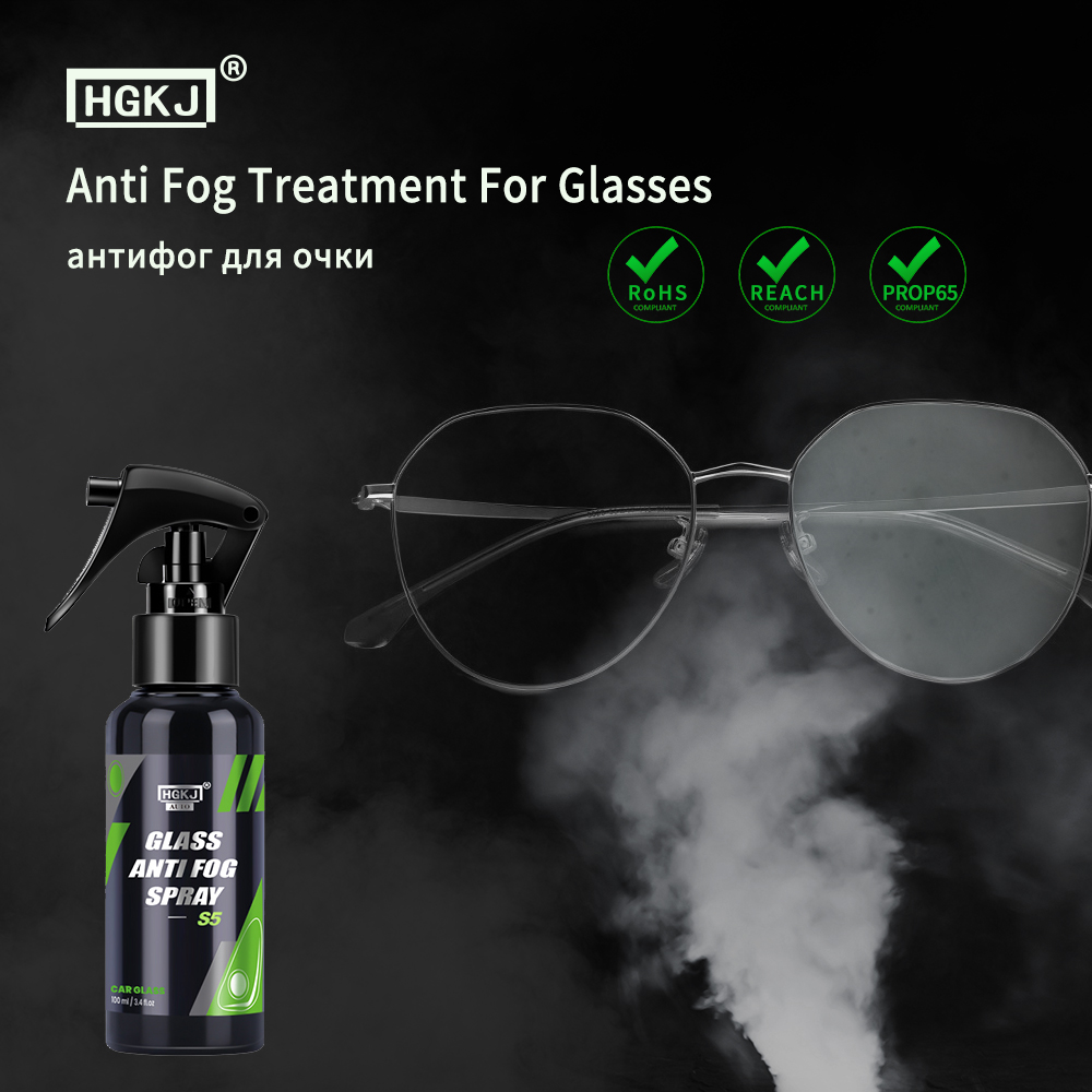 Agente de revestimiento de vidrio antivaho HGKJ S5 para parabrisas interior de automóvil, pulverización antivaho y superficie de espejo a prueba de lluvia
