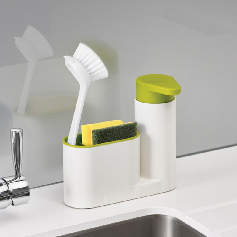 Boîte de rangement multifonctionnelle de 350ml, pour cuisine salle de bains, évier, savon liquide, détergent, distributeur de savon pour les mains en plastique ABS: Green