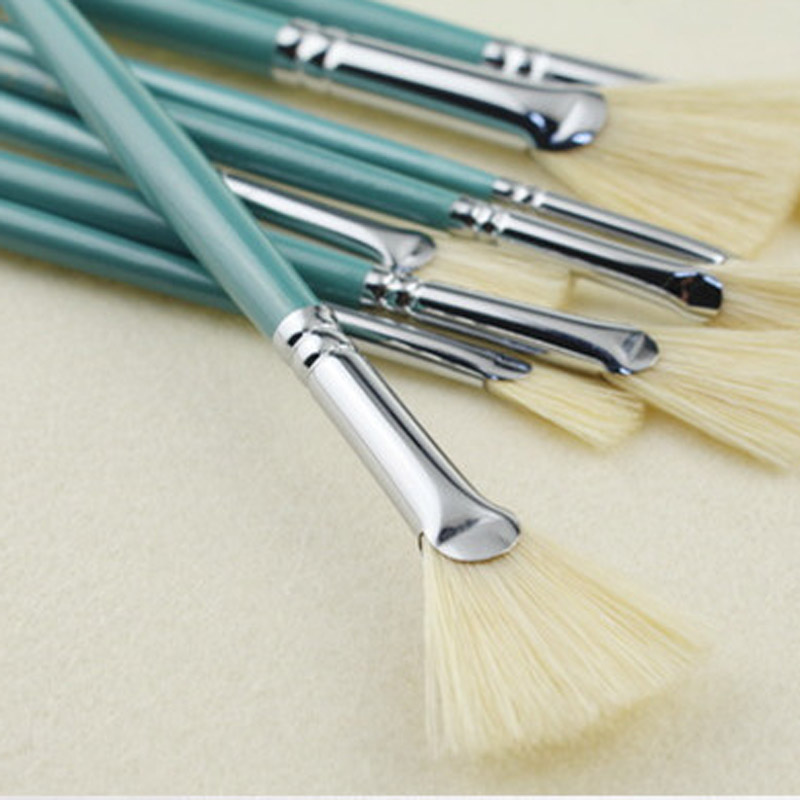 Blue hair fan pen rod oil painting pen watercolor painting pen set bristles Art Set