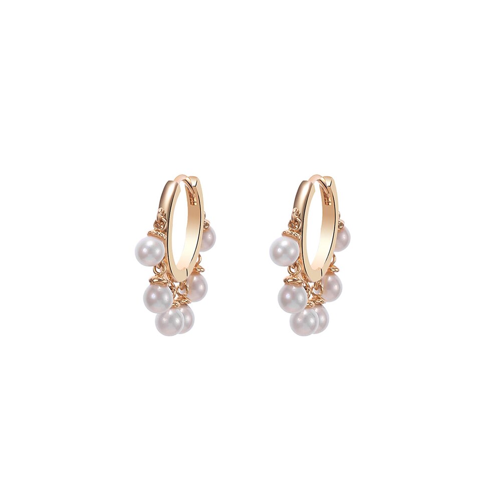 Koreanske naturlige ferskvandsperle guld sølvfarvede hoop øreringe til kvinder små cirkel perler øreringe smykker tilbehør: Kc guld