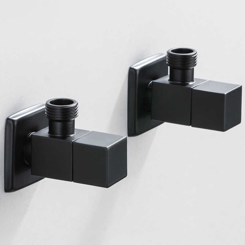Hoekstopkraan Water Regelklep Brus Goud Hoek Valve Badkamer Tap Water Valve 1/2*1/2 Rvs Zwarte Hoek kleppen: 2 PCS black