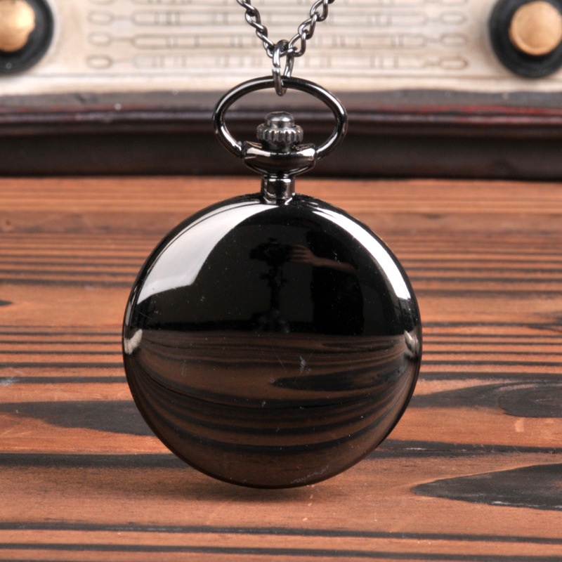 8003Smooth And Bright Retro Two-faced Pocket Watch Silver Pocket Watch With Necklace Pocket watch Two Colors To Choose: Black