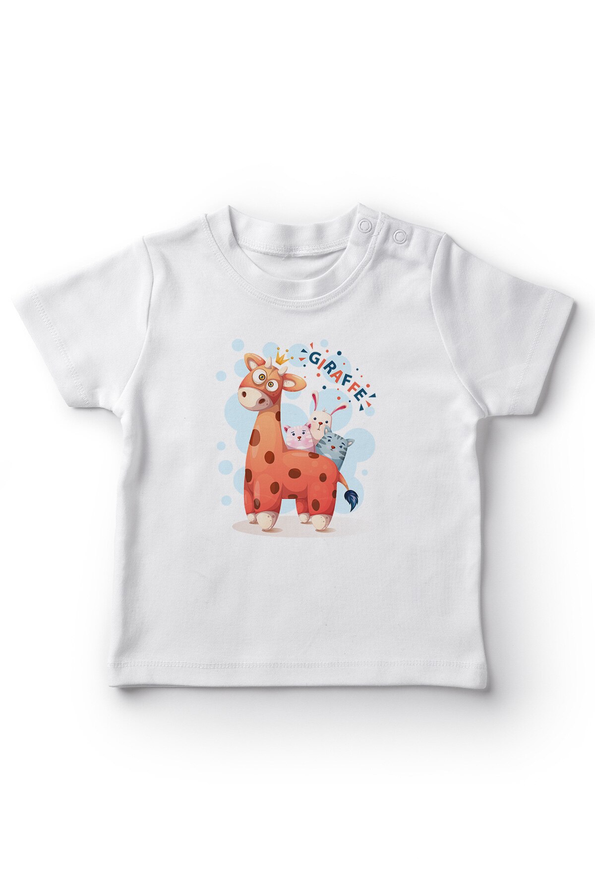 Angemiel Baby Giraffe Üzerineki Leuke Dieren Baby Boy T-shirt Wit