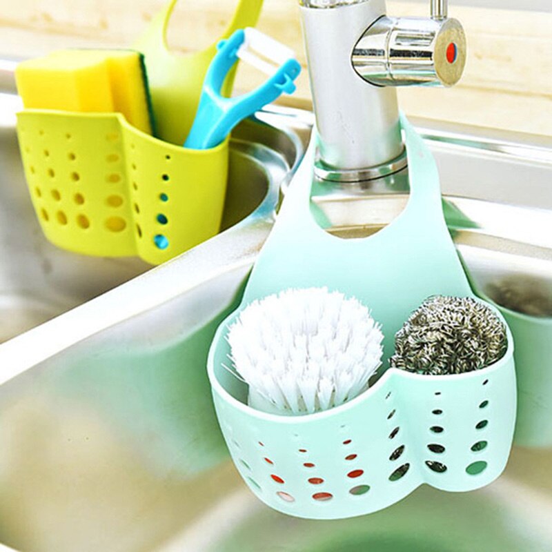 Kitchen Sink Hanging Drain Bag Basket PVC Sink Hanging Sponge Holder Storage Pouch Storage Basket 1Pcs