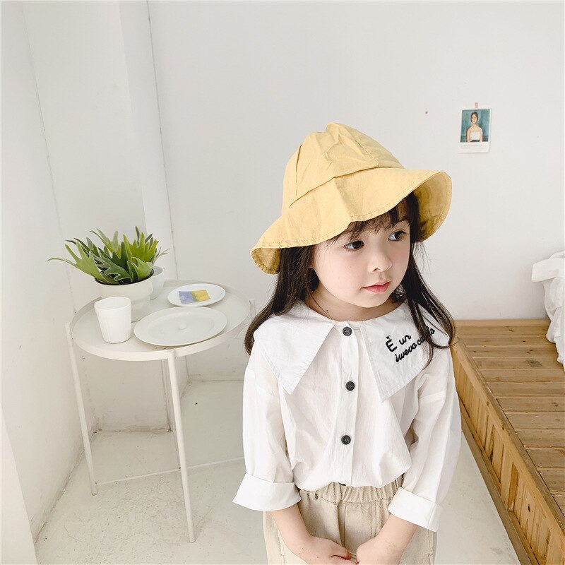 Chemises à col rabattu pour filles, manches longues, lettres brodées, en coton, vêtements décontractés, printemps