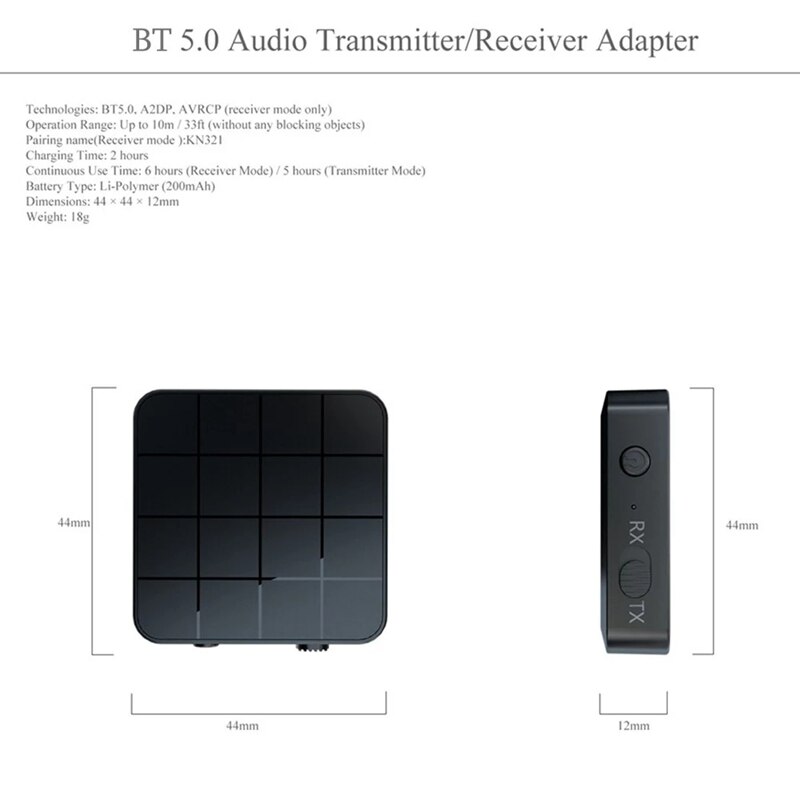 O ontvanger zender bluetooth 5.0 aux rca 3.5mm jack usb muziek stereo draadloze adapters voor auto tv pc luidspreker