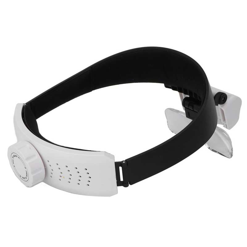 Head Mounted Magnifying Glass USB Charging Head Magnifier Wide Applications with 2 LED Lights for Reading Books
