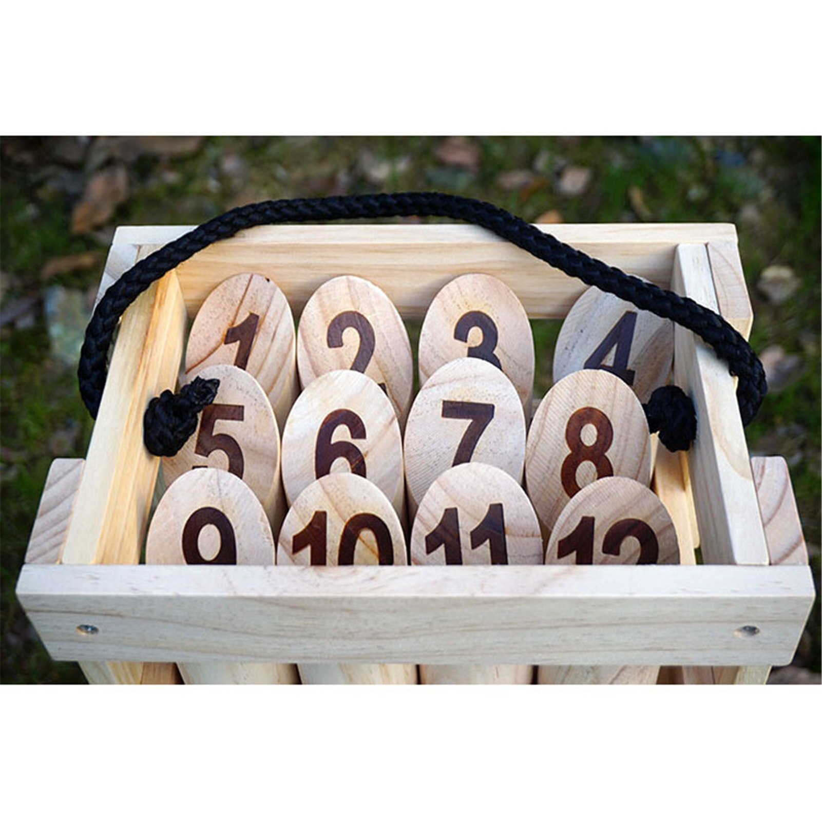 Holzwurfspiel-set mit zahlenblöcken, lustiges spielzeug für draußen, unterhaltung zu hause, hohes holz, rasenbowling-ähnliches spiel