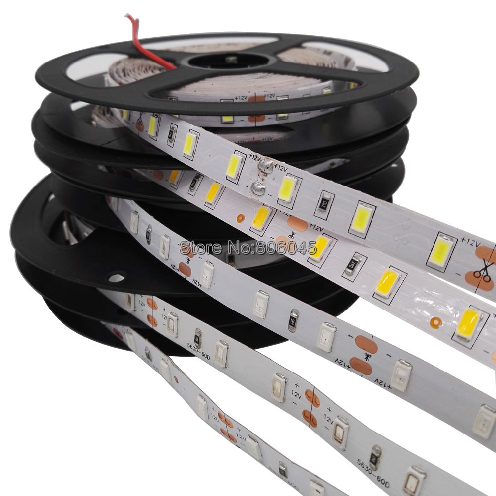 5m 5630 5730 LED Strip Light 12V IP20 IP65 Waterproof LED Stripe Flexible SMD Tape 300 LEDs Cool White Warm White Nature White