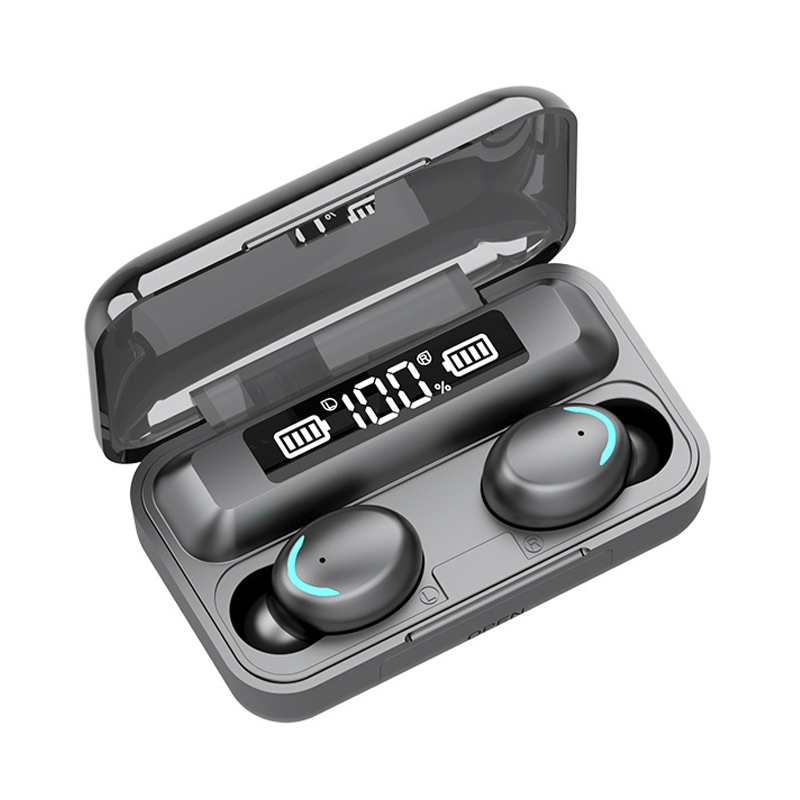 9D Stereo Bluetooth Earphone TWS 5.0 Wireless Headphone CVC8.0 Bluetooth IPX7 Waterproof LED Display With2000mAh case for xiaomi: Black