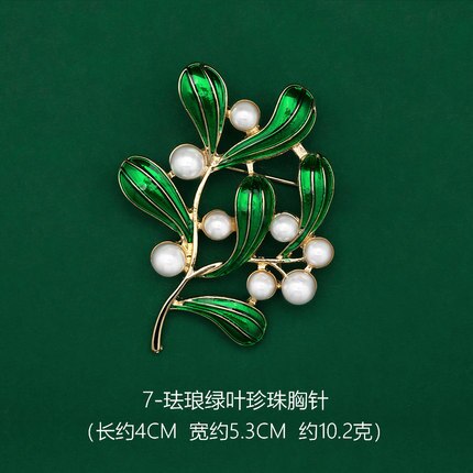 Huanzhi Retro Emaille Druipen Glazuur Parel Bel Orchidee Bloemen Groene Plant Broche Voor Vrouwen Kraag Accessoires Sieraden: E