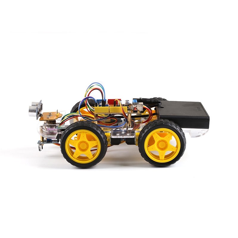 4WD Robot Auto Kit Voor Arduino Uno R3 Smart Project Stem Speelgoed Voor Kids Diy Ultrasone Obstakel Vermijden Track Afstandsbediening controle