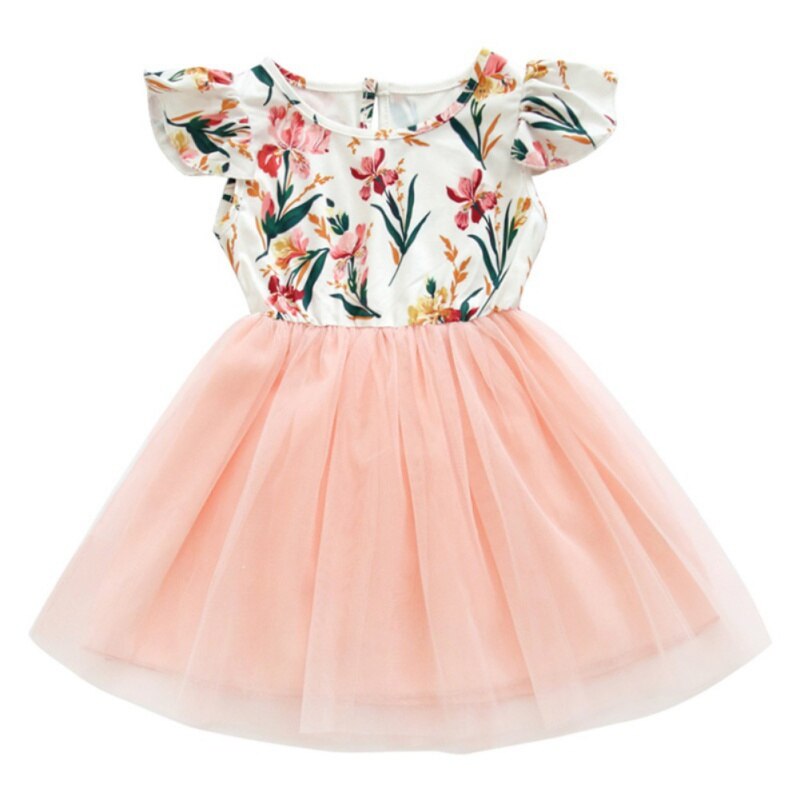 Summer Girls Clothes Floral Print Baby Girls Dress Party Dresses For Children Girl Clothing Tutu Birthday 6M-4T Vestidos: 5T