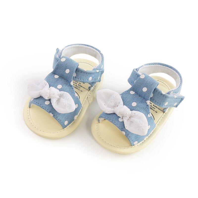 Sommar baby barn flickor rosett pläd andas halkskydd skor sandaler småbarn mjuksulor strandskor 0-18m: A / 7-12 månader