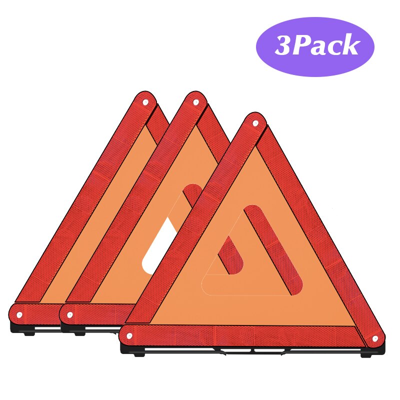 Emergency Warning Triangles, Roadside Safety Triangle, Foldable Warning Reflective Triangle with Case for Vehicles Breakdown: 3Pack