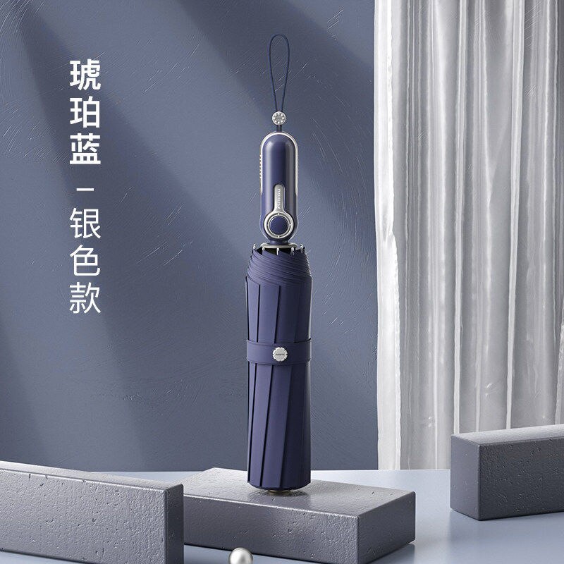 Zuodu parasol wzmocniony wiatroodporny męnarty uczeń przystojny automatyczny składany parasol deszcz lub połysk parasol podwójnego zastosowania: C- srebro