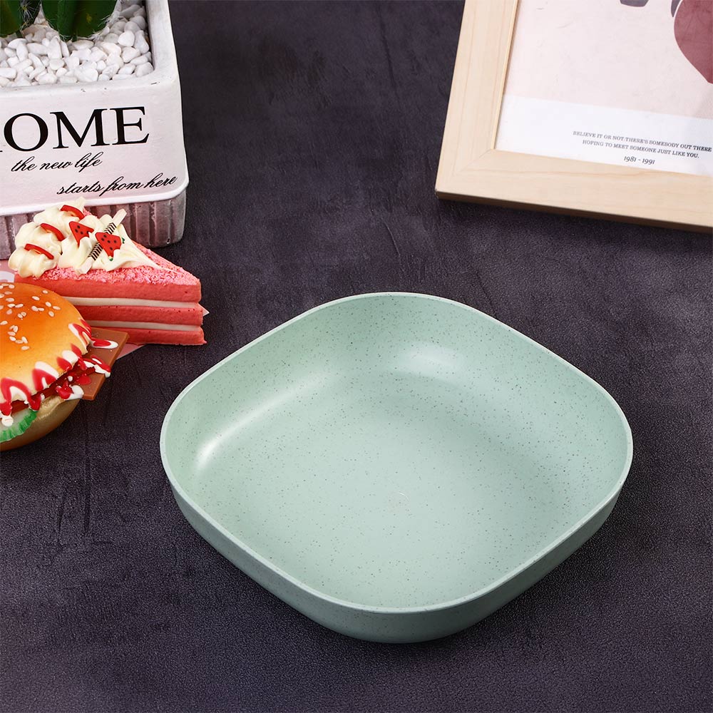 1Pc Home Eco-friendly Wheat Straw Snacks Fruit Square Plate Kitchen Storage Box Food Tray Spit Bones Dish Salad Vegetable Bowl: Green