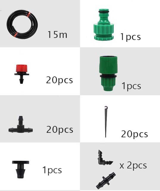 30m Automatic Micro Drip Irrigation System Garden Irrigation Spray Self Watering Kits with Adjustable Dripper: 15M watering
