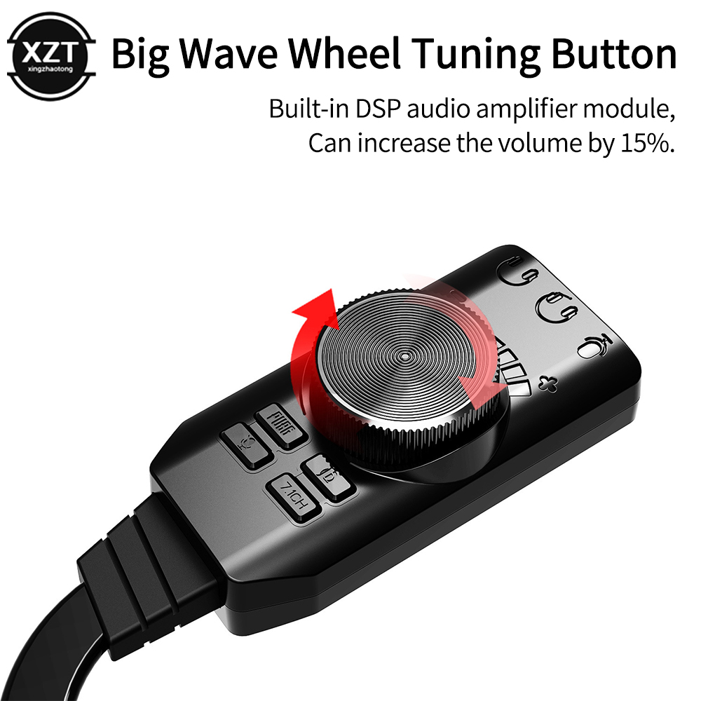 7.1 Channel Sound Card USB Audio Interface Headphone Adapter Soundcard Gaming Soundcard for Mic Speaker Laptop PC