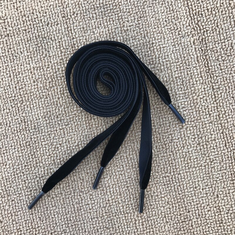 Flat Wide Lace Velvet Surface Shoelaces Women Men Black White Blue Colorful Shoes Laces for Sneaker Sports Casual Shoe Strap: BLACK / 100cm