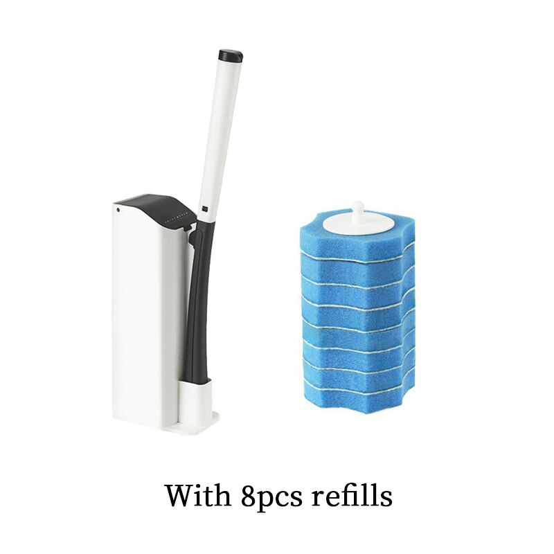 Bathroom Disposable Cleaning Toilet Brush Long Handle No Dead Angle Cleaning Brush Replacement Brush Head Cleaning Tool in stock: Black toilet brush
