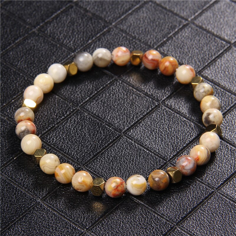 6Mm Natuurlijke Stenen Ronde Bead Hematiet Spacer Armband Wit Howliet Crazy Agaat Dragon Blood Stone Aantrekkelijke Sieraden