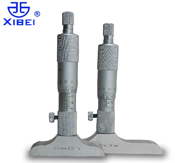 Xibei Diepte Micrometer 0-25 Mm 50 Mm 100 Mm 150 Mm 200 Mm Diepte Micrometer Met staven Diepte Meting Remklauw Tool