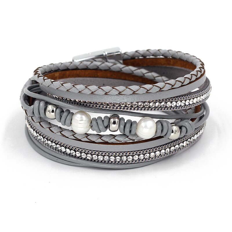 VONNOR frauen Armbänder Boho Schmuck Natürliche Perle mehrschichtig Leder 2 Kreis wickeln Armbinde
