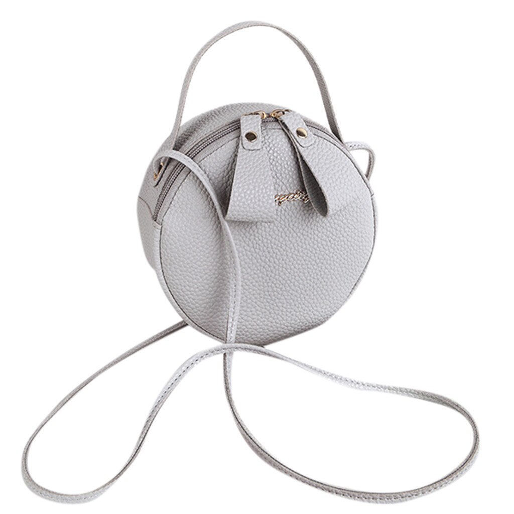 Women's Bag Simple Messenger Bag Female Mini Round Handbag Girls Leather Waterproof Bag 1111#B: GY