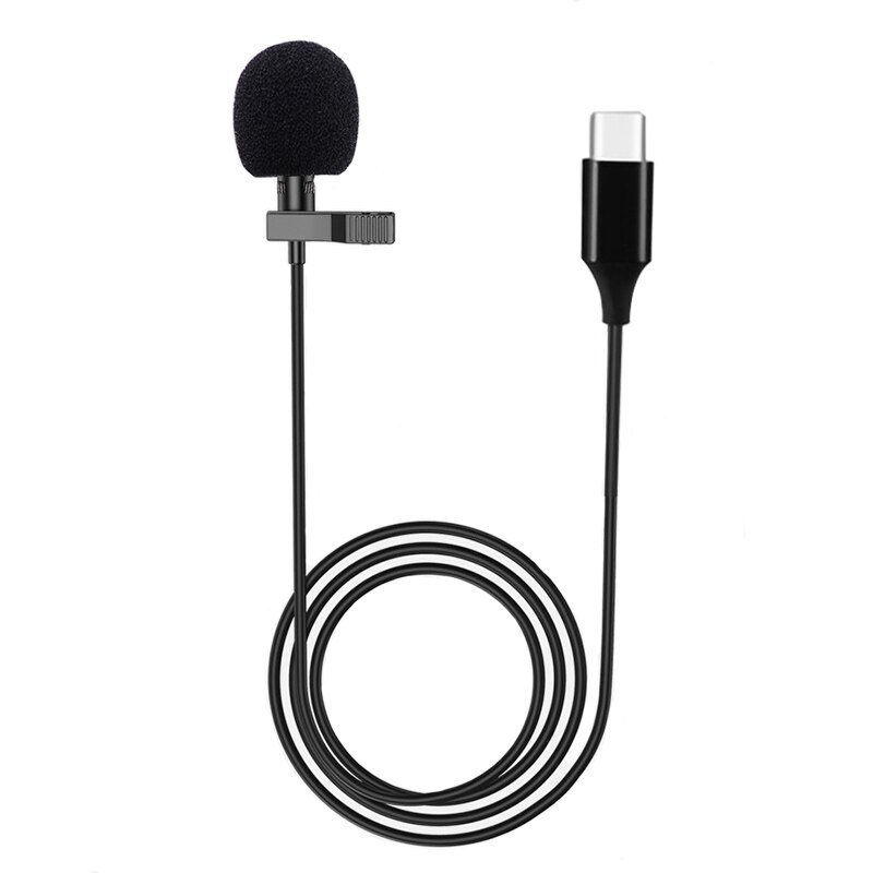Microfono Lavalier Omnidirezionale - Condensatore Cablato Clip-on per Registrazione Telefono Tablet iOS Android: Type-c-nero