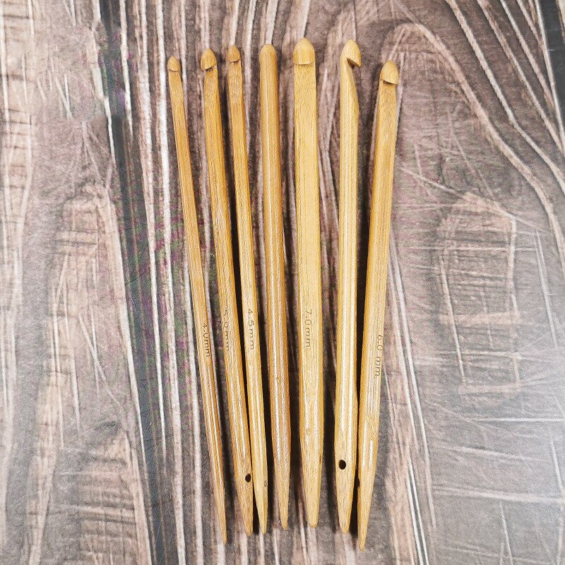 7 Size/Set Bamboe Handvat Haaknaalden Bamboe Breinaalden Knit Weave Garen Ambachten Diy Breien Tools