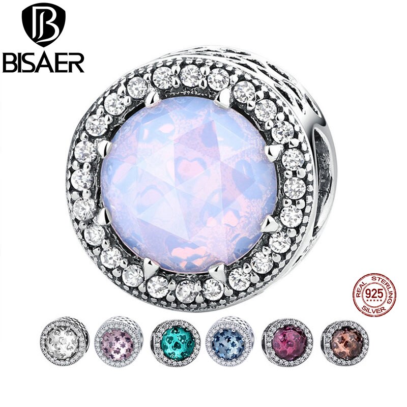 925 Sterling Silver Radiant Hearts, Pink Green Glass Crystal & Clear CZ Charms Fit BISAER Charms Silver 925 Original Bracelet