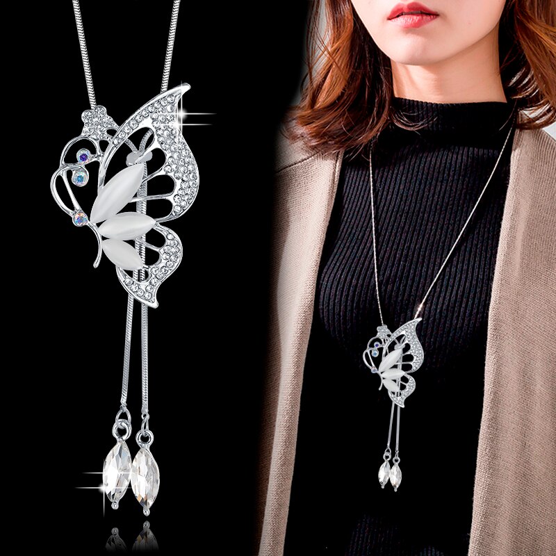 Lange halskæder og vedhæng geometrisk krystal statement halskæde til kvinder collier femme perle choker smykker: Champagneguld