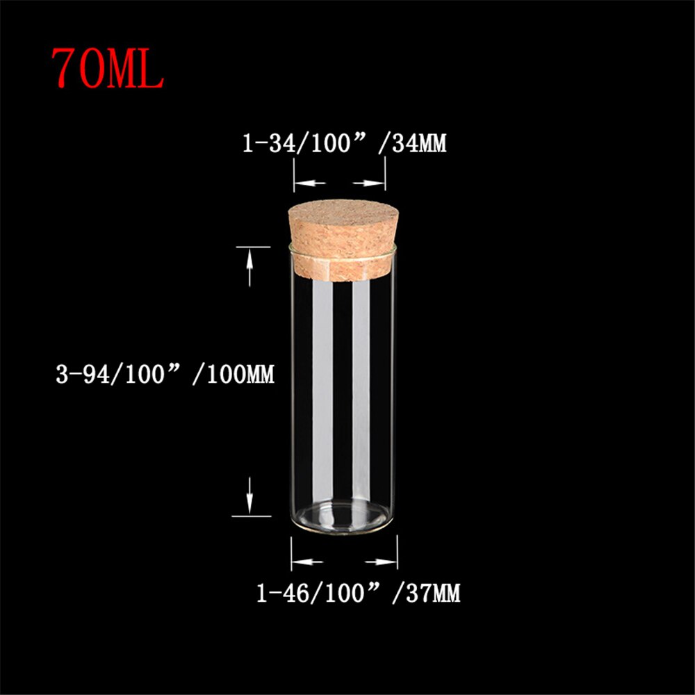 37x100mm 70ml Glass Bottles Vials Jars Test Tube With Cork Stopper Empty Jars Glass Transparent Clear Bottles Corks 24pcs